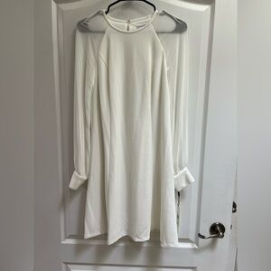 Calvin Klein White Sheer Sleeve Chiffon Dress Women’s Size 4 Zipper